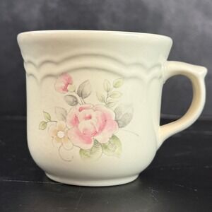 Vintage Pfaltzgraff Tea Rose Pattern Tea Cup 1985 Embossed Raised Back Stamp EUC